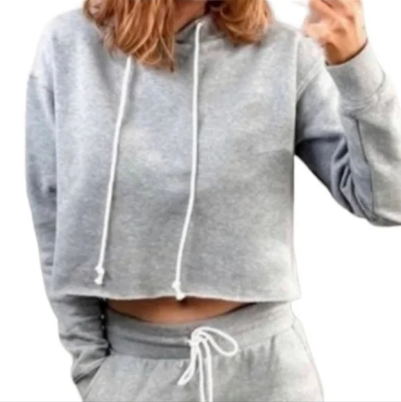 Wild Fable Women's Cropped Hoodie - Heather Grey - Picture 5 of 5